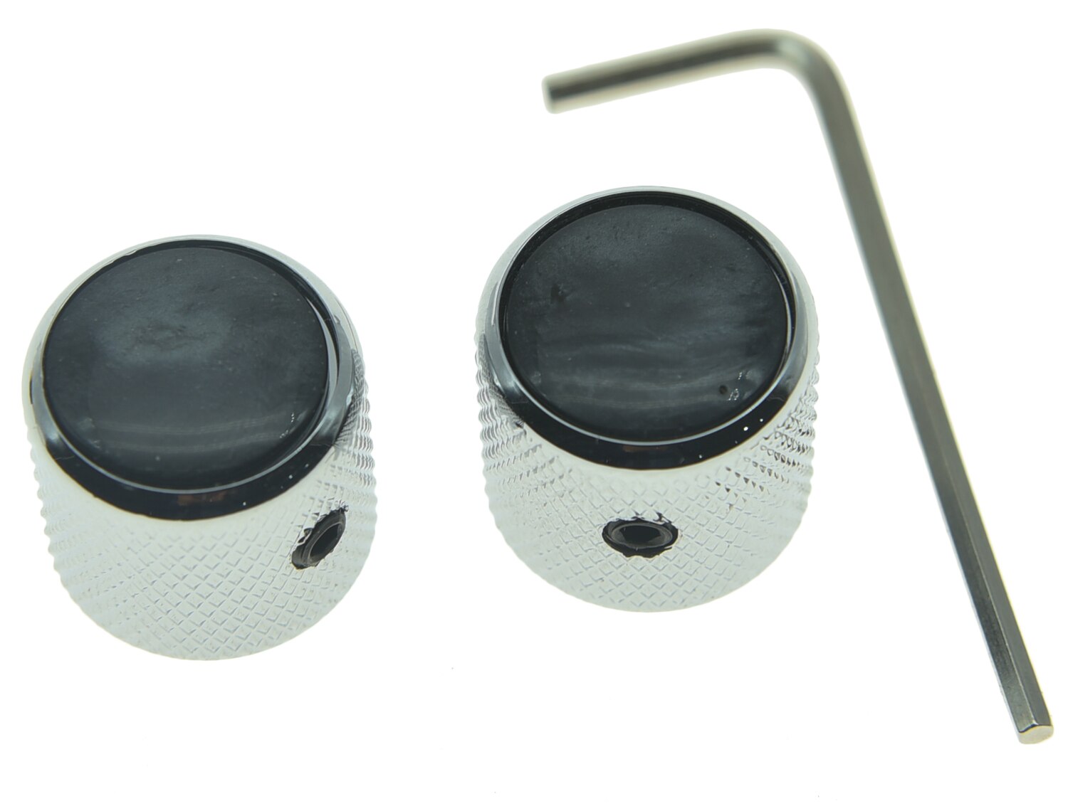 Dopro Set of 2 Black Pearl Top Cap Guitar Dome Knobs with Set Screw for Tele Guitars Black Pearl Bass Knobs