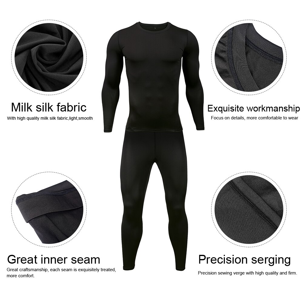 Soft Base Layers Long Johns thin Underwear Sets Breathable Stretch Tight Compression Sweat Quick Drying Tops Pants Set Clothing