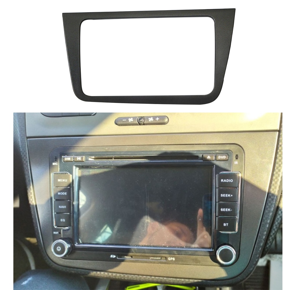 Dobbelt din bilradio fascia til sæde altea 2004+  toledo 2004 stereo panel dash montering installation trim kit ramme