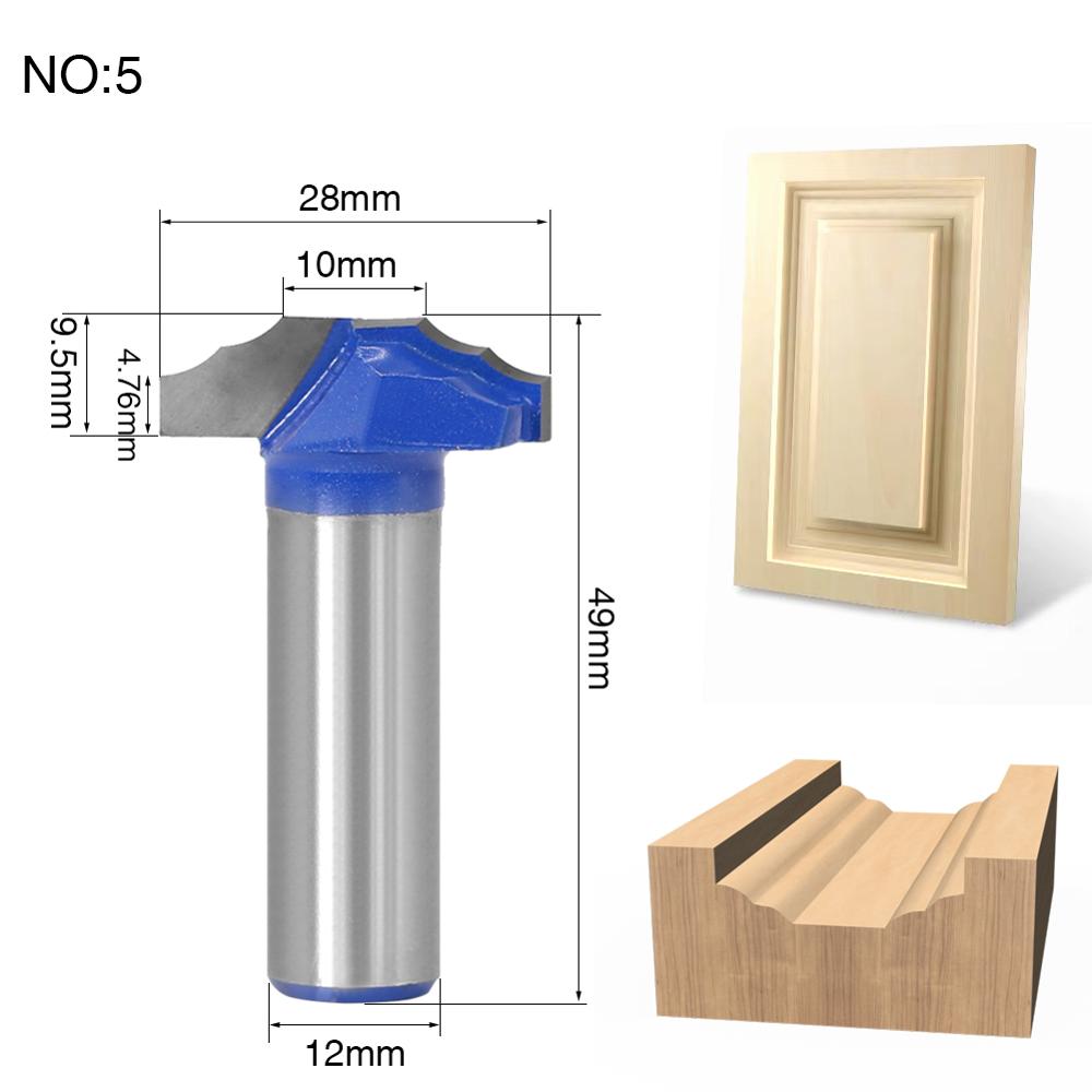 1 pc 12mm Shank Woodworking Door Frame Router Bits for wood carbide lassical door cabinet bits Engraving Milling Cutte: NO5