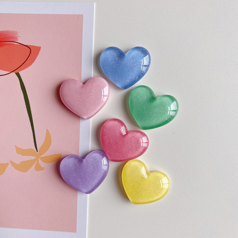 6 pçs glitter colorido coração amoroso ímã de geladeira foto placa de mensagem de parede quadro de avisos magnético decoração adesivos decoração de casa: MULTI