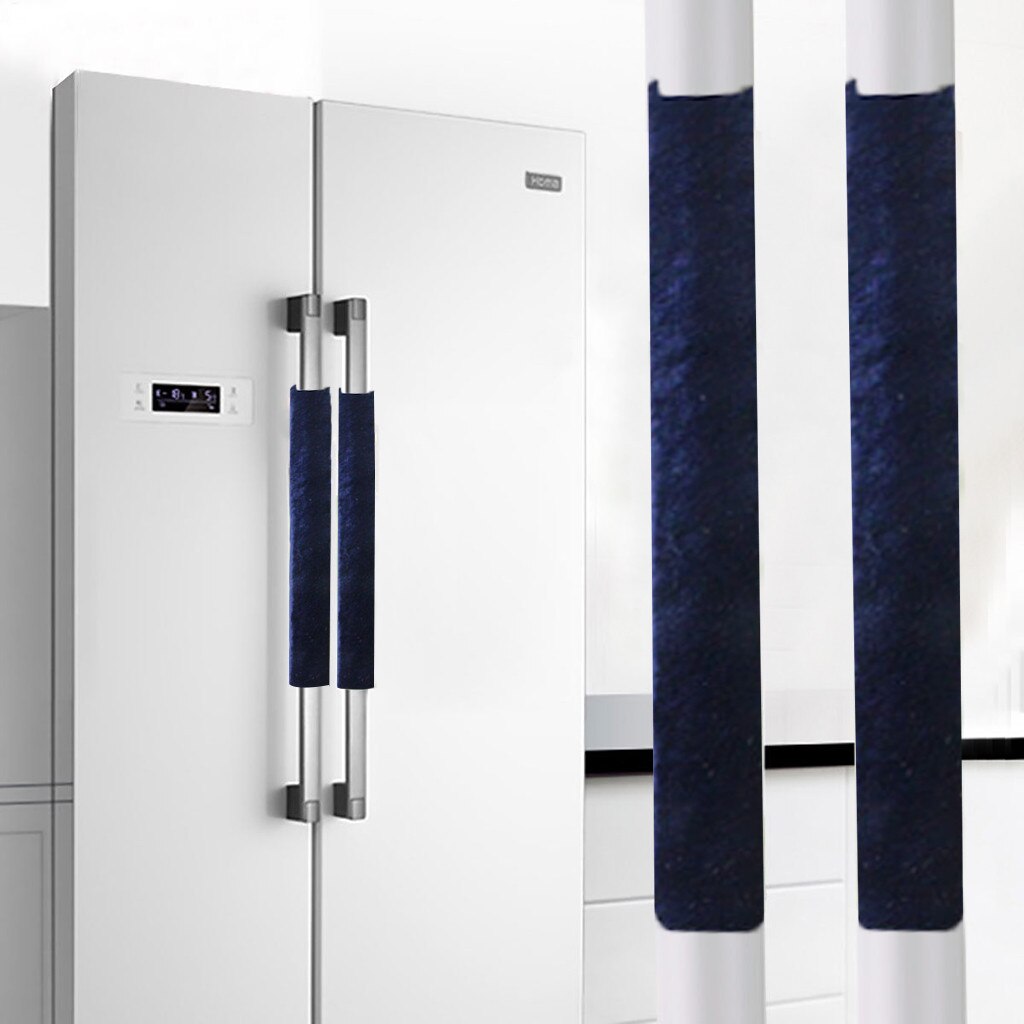 Et par køleskabshåndtagsdæksel køkkenapparat køleskabsdæksel vaskbar flerfarvet klud køleskabshåndtagsdæksel: Blå
