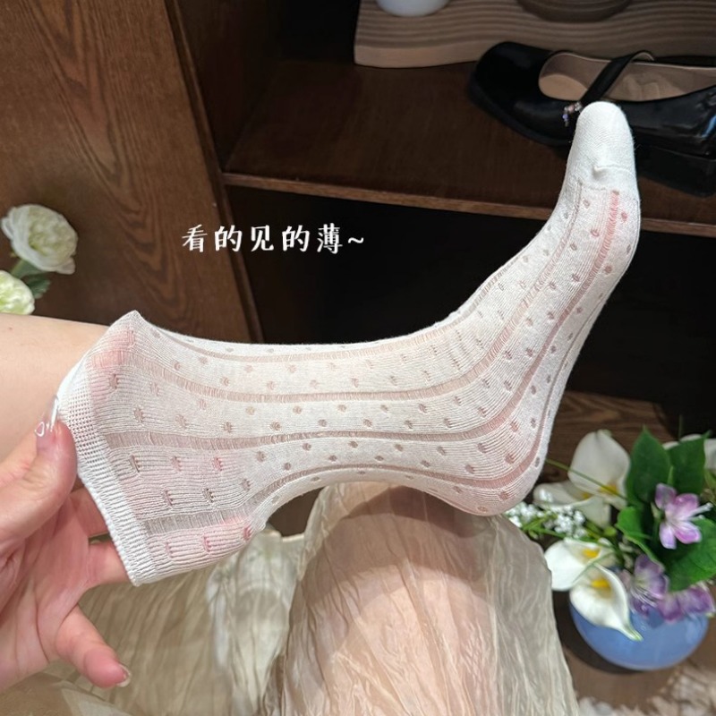 Femmes Lolita chaussettes Sexy équipage chaussettes pour femme été solide creux filles doux mignon moyen chaussettes pour femmes maille mince Sexy