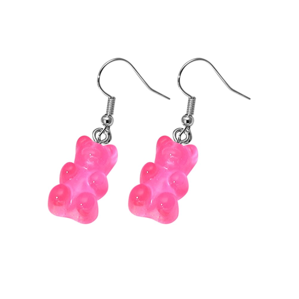 Pendientes de oso de goma minimalistas para mujer, ganchos para las orejas, de joyería, 1 par: RE
