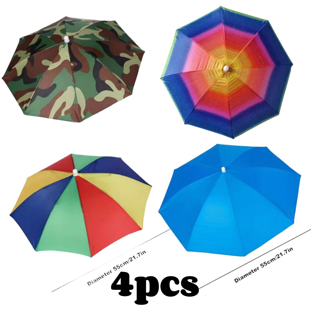 Paraguas plegable para la cabeza, sombrero de pesca portátil impermeable de 55CM, sombrero de lluvia manos libres para senderismo, Camping, paraguas de camuflaje para adultos: Blanco