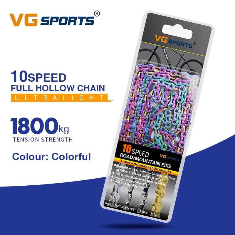 10S Bicycle Chain Half / Full Hollow Bike Chains 10 Speed 116 Links Ultralight MTB Mountain Road Bike Variable 30 Speed Boxed: 10s full hollow