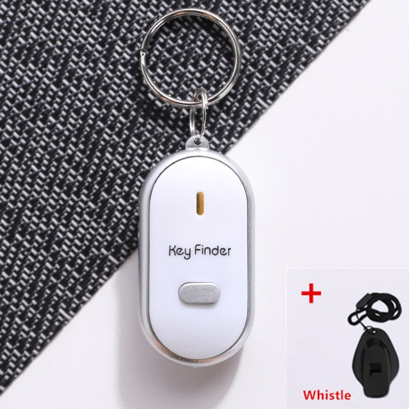 Fløjte alarm blinkende anti-tabt lys nøgle finder find lokation sport nøglering bip lyd farverig tilgængelig: Hvid tilføje fløjte