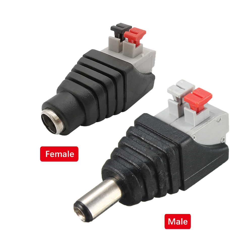 Connecteur d'alimentation 12V DC, 5 pièces, prise mâle femelle, baril 2.1mm x 5.5mm, adaptateur pour caméra de vidéosurveillance, Terminal d'alimentation de bande LED