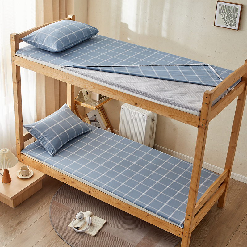 Volledig gesloten dubbelzijdige matrasbeschermhoes met ritssluiting, gemaakt van katoen en gewassen katoen voor studentenslaapzalen