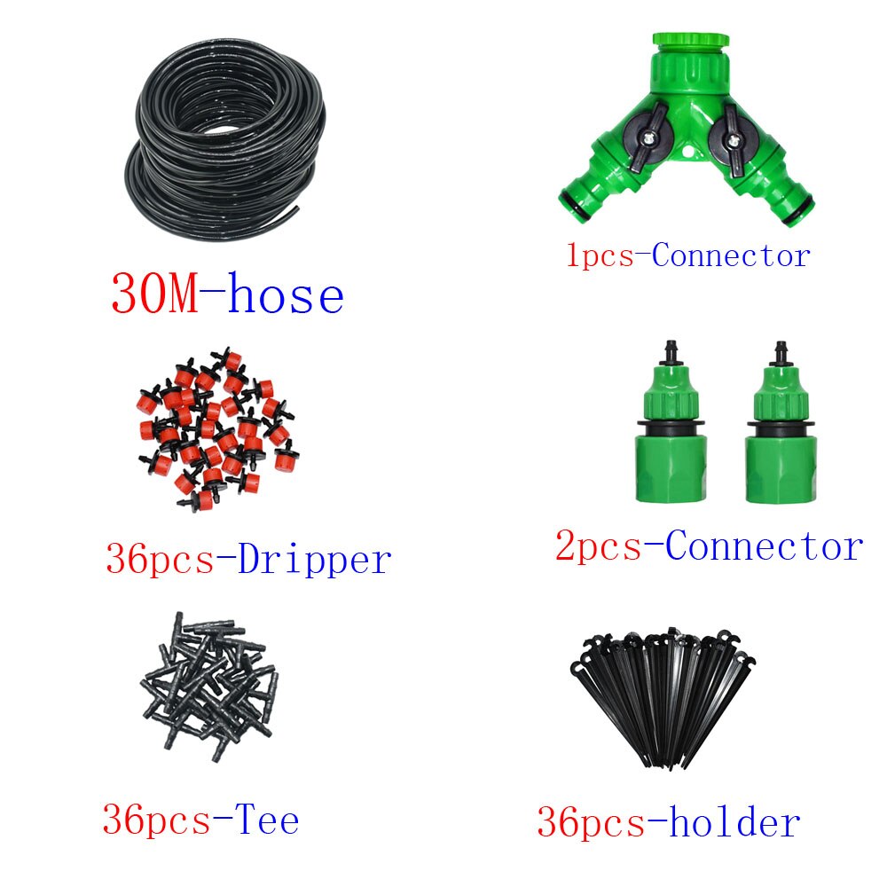 50M-5M DIY Drip Irrigation System Automatic Watering Garden Hose Micro Drip Watering Kits with Adjustable Drippers: 30M