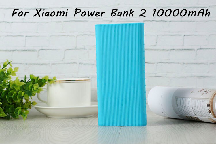 Case Voor Xiao mi mi power bank Case 2 10000mah 10000 mAh rubber cover Pouch Skin Power Bank Protector siliconen Beschermhoes: Blue