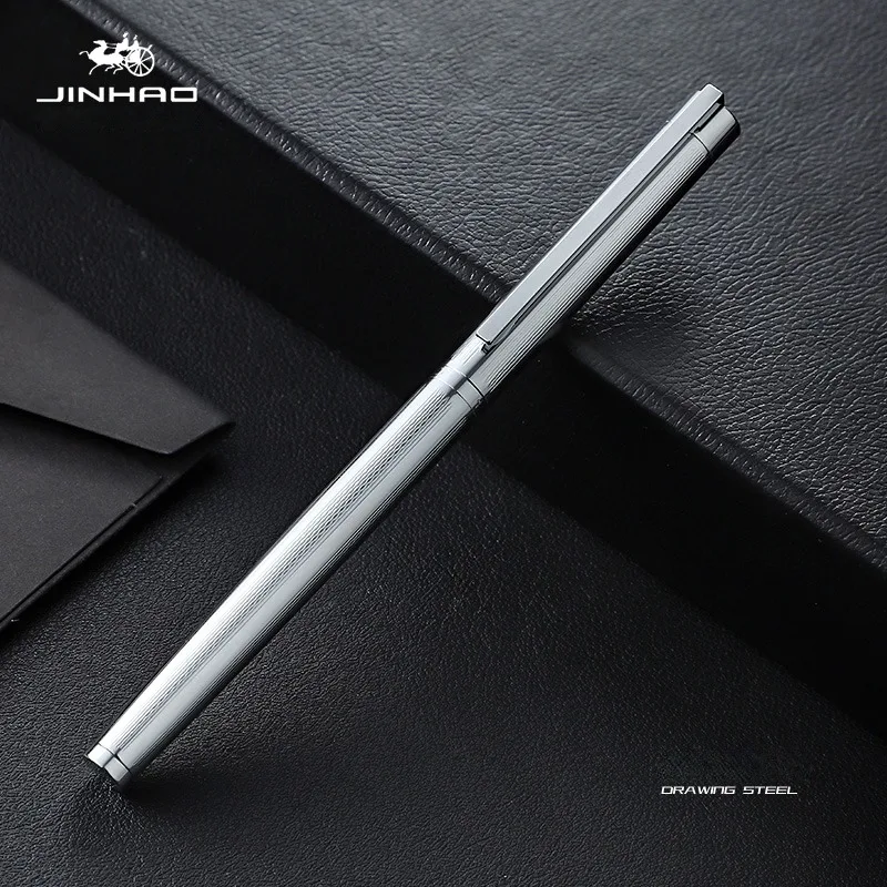 JINHAO 126 Platinum Fountain Pen All Steel Fine Nib Financial Office Student School Office Supplies Ink Pens Stationery PK 9019: Yellow / EF