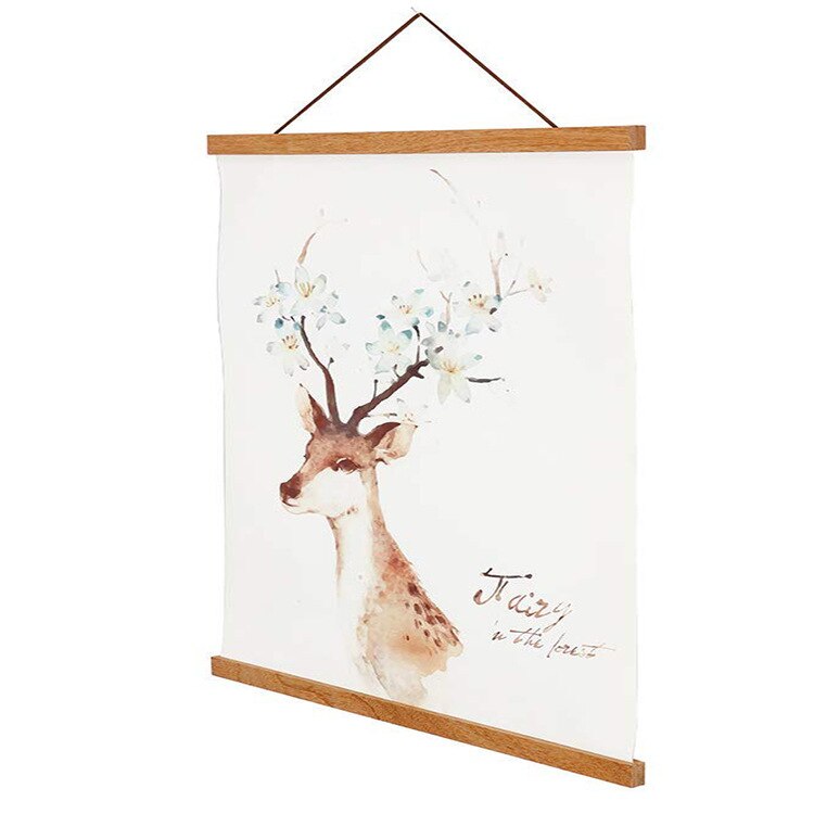 Magnet Teak Wood Pine Hanging Scrolls Wall Art Photo Frame Family Canvas Painting Posters Hanger Frame Hanging Painting Pole