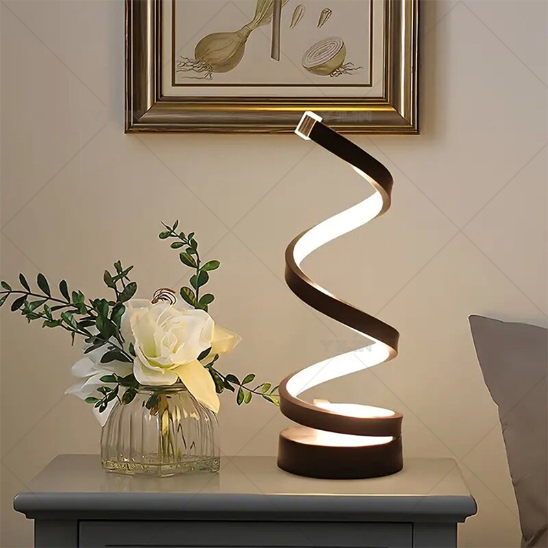 Led Bureaulamp Moderne Spiraal Lijn Syle Dimbare Bedlamp Creatieve Led Tafel Nachtlampje Voor Slaapkamer Woonkamer Huis Versieren