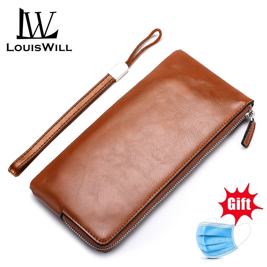 LouisWill longs portefeuilles hommes portefeuilles en cuir PU portefeuilles hommes sacs sacs à main à glissière unique pli porte-cartes sacs à main sacs: Coffee
