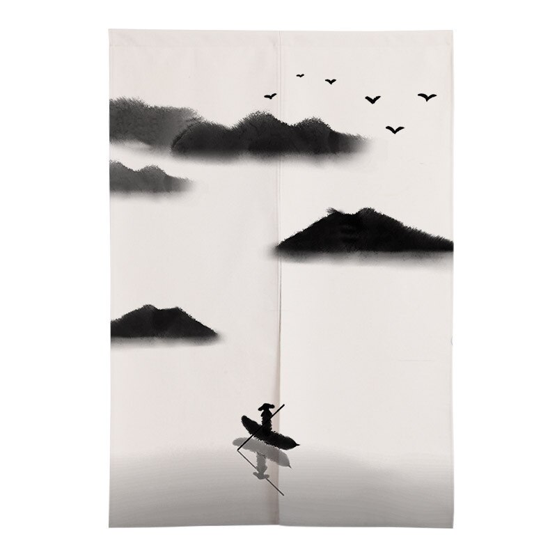 Chinese Inkt Landschap Deur Gordijn Slaapkamer Partitie Gordijn Keuken Half Gordijn Japanse Gordijn Noren Feng Shui Gordijn: 04 / 85x150cm