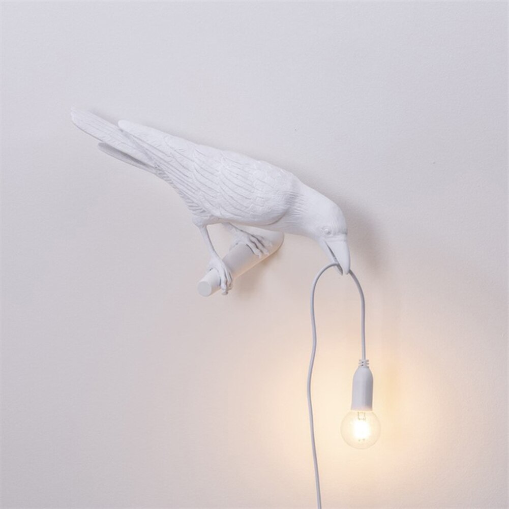 Animal Bird Table Lamp Aisle Bedside Lamp Lucky Bird Bedroom Decor Nordic Led Table Lamp Resin Crow Desk Lamp Wall Light: A White