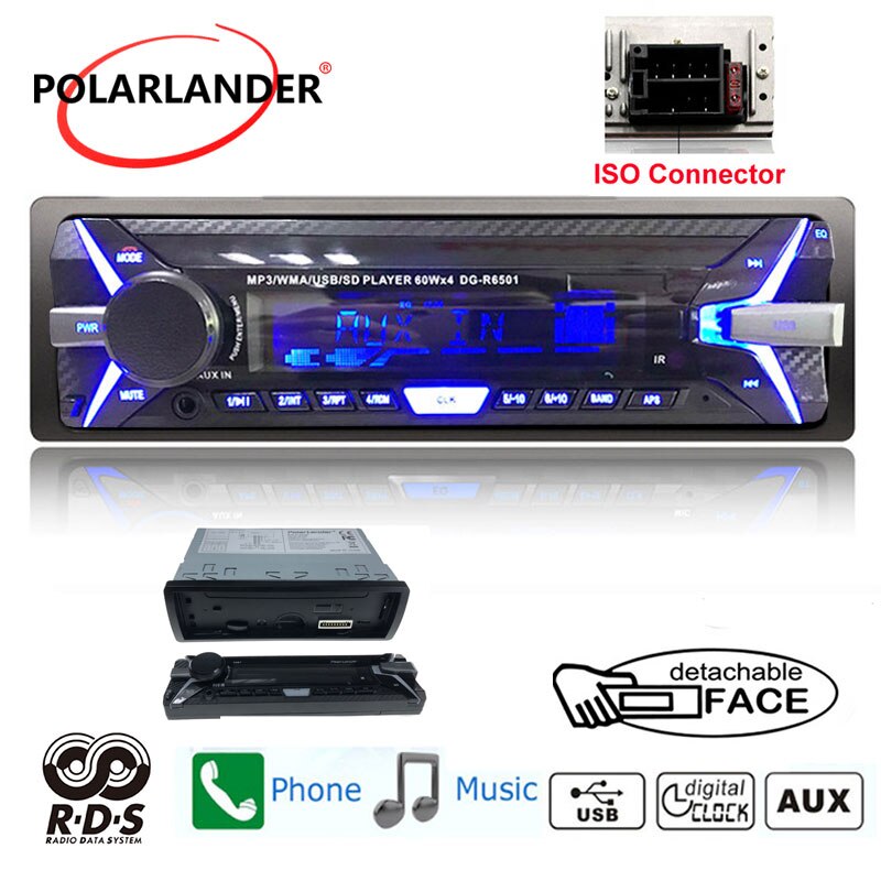 Autoradio Auto radio coche panel desmontable Bluetooth audio estéreo radio cassette player 1 din USB FM TF tarjeta AUX en RDS +