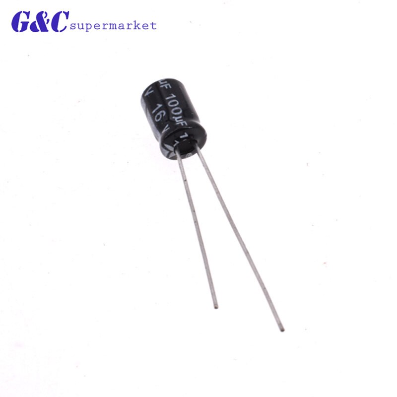 50PCS 100uF 16V 105 Radial Electrolytic Capacitor 5x7mm