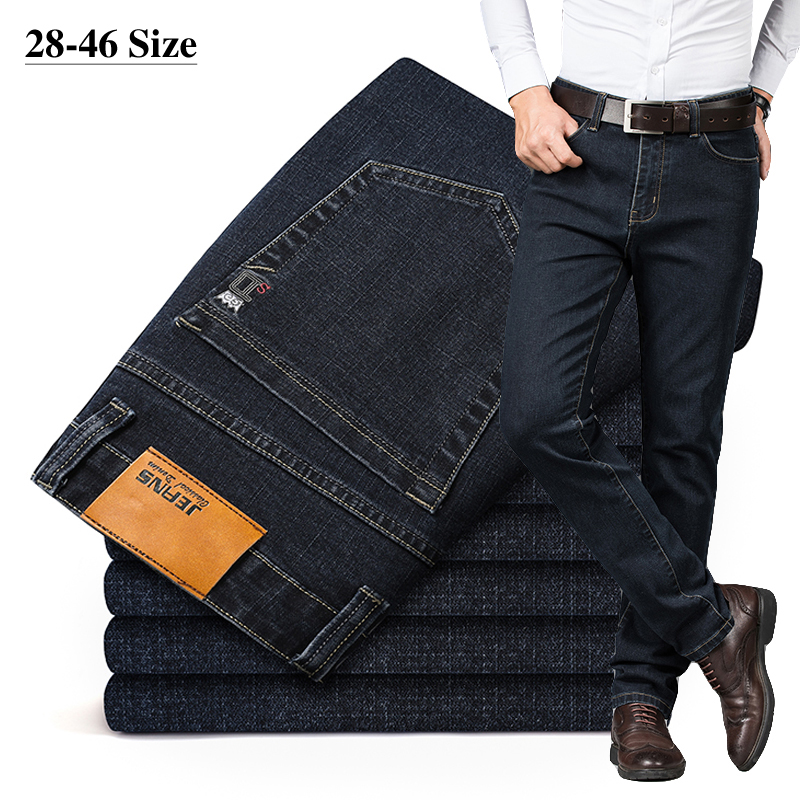 Pantalones vaqueros informales de talla grande 42 44 46 a la para hombre, pantalones vaqueros clásicos de negocios rectos elásticos, pantalones de primavera y otoño de masculina