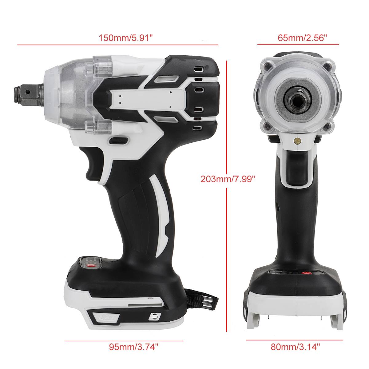 Drillpro Brushless Cordless Electric Impact Wrench Screwdriver 1/2"&1/4" Wrench Power Tools for 18V Makita Battery with Battery