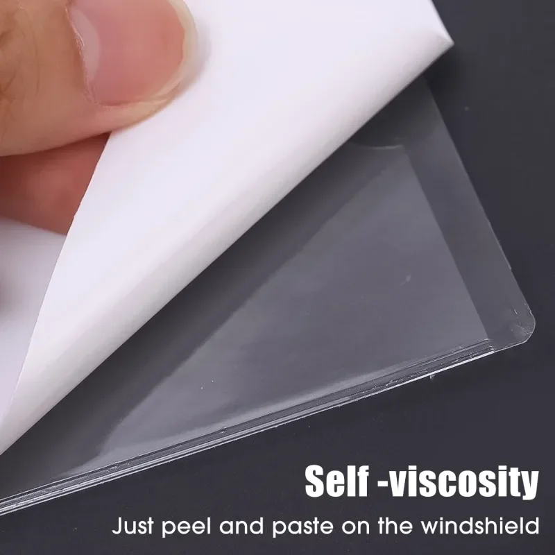 Auto Windschutzscheibe transparent Kartenhalter Parkplatz bestehen Etikett einstellen Tragbare selbstklebende Schutzfolie Karten Identifikationskartenhalter