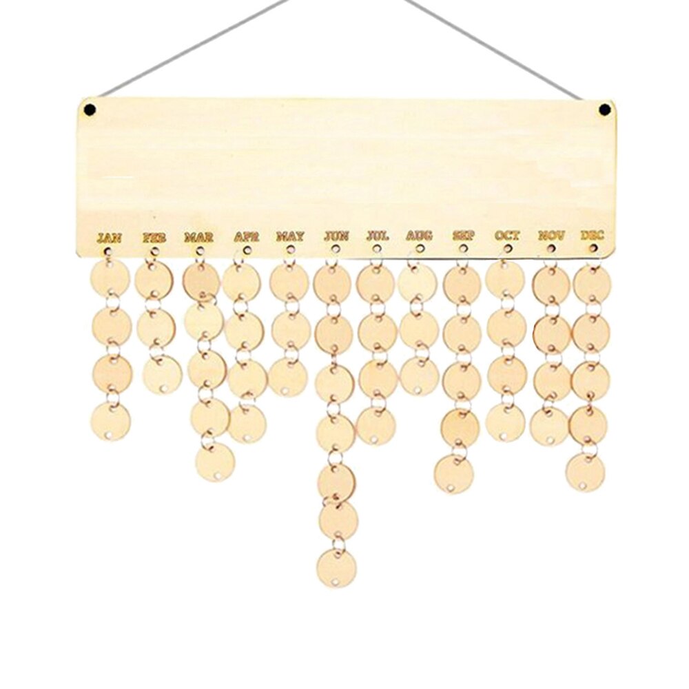 Wood Calendar Birthday Reminder Calendar Sign Board Wall Hanging Family Decor Birthday Tracker Plaque Calendar Listing Household: Blank X50 Yuan