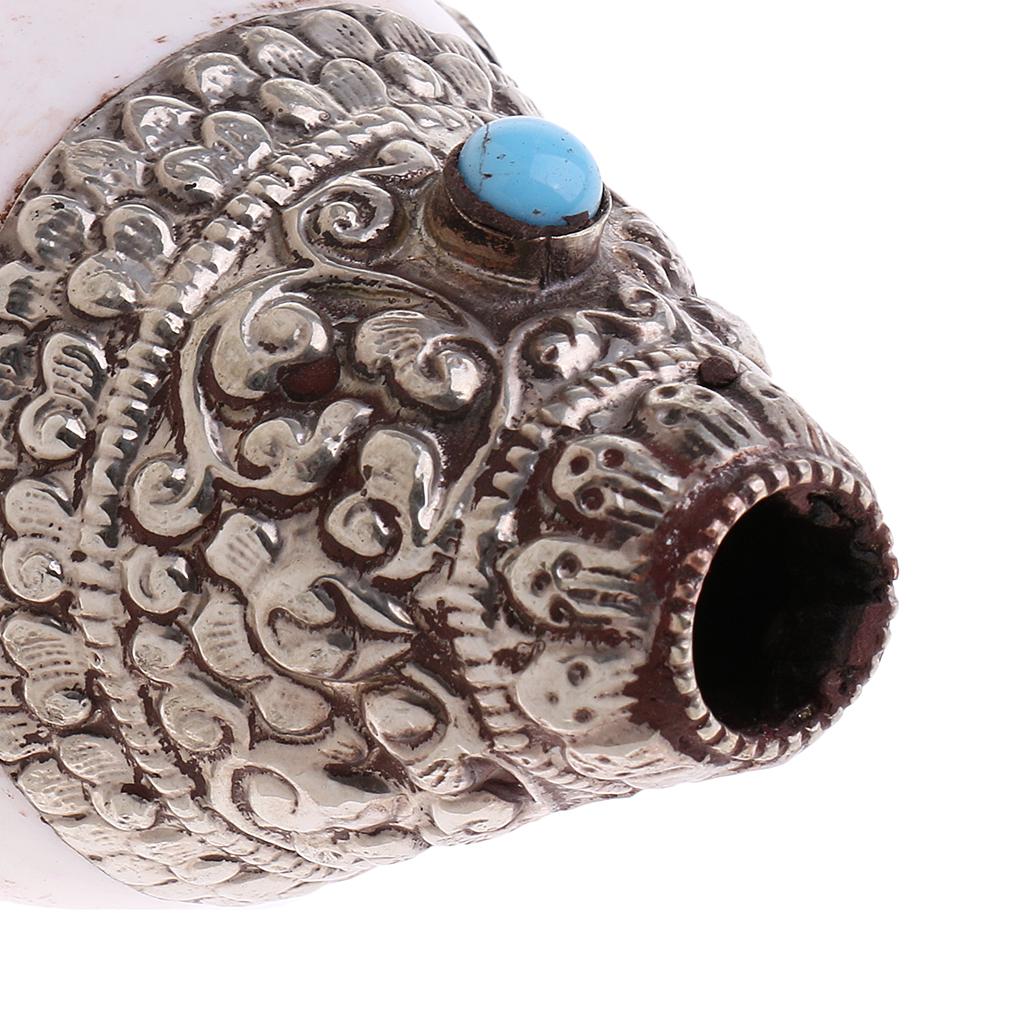 Amuleto de la suerte de concha de caracol de mar Natural Cubierto de plata tibetana Vintage, colgantes