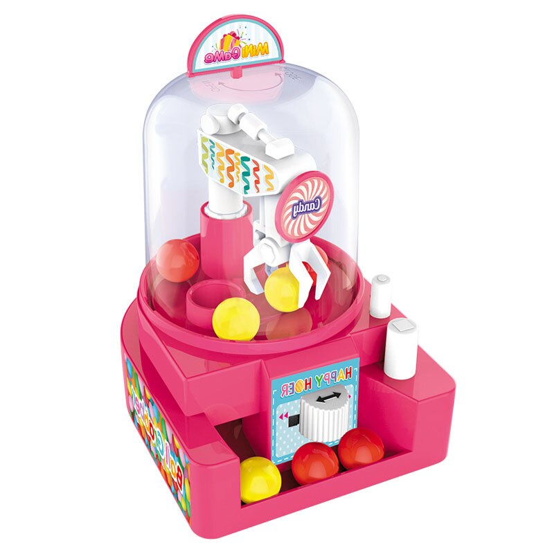 Mini kids ball candy grabber legetøj til børn fest indendørs bordspil klo fingerfanger kran automat arkade maskine: Lyserød
