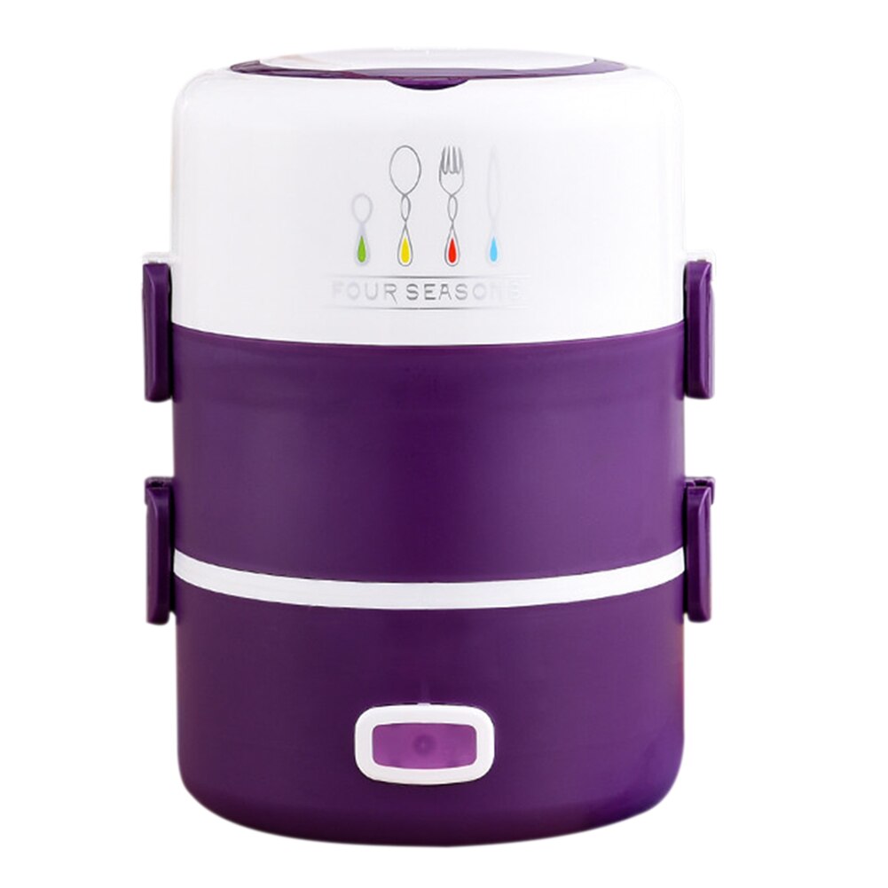 Alloet elvärme matlåda förvaringsbehållare resemat varm värmare termisk för hushållskök hjälper inredning: Tre lager-lila