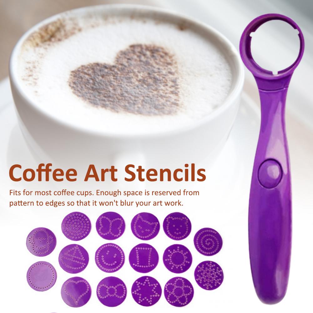 17 Uds. Plantillas decorativas para café, plantillas de arte para café, plantilla de Barista, lápiz artístico para café, Latte para Mousse, pastel de cumpleaños, café 30e