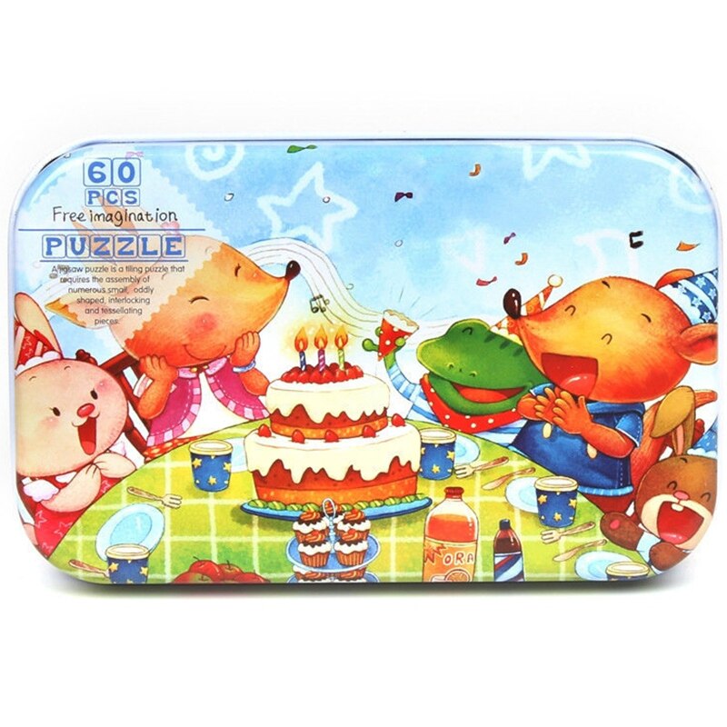 60 Stuks Houten Puzzel Speelgoed Voor Kinderen Cartoon Animal Jigsaw Kids Intelligent Entertainment Educatief Speelgoed Xmas: Color 3