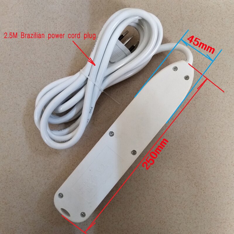 Brazil wiring plug 5 way multiple socket power strip with surge protector 10A250V Brazil socket