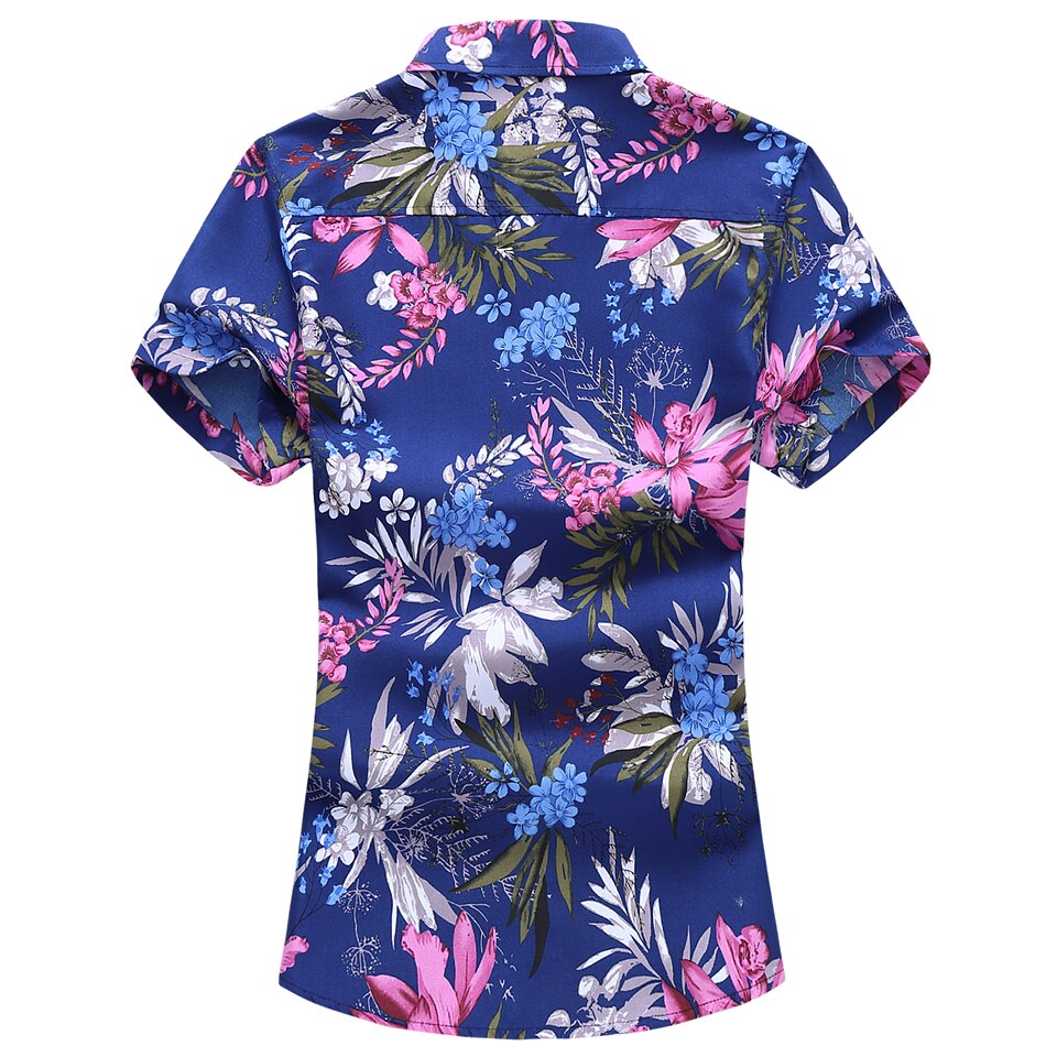 Plus Size Mens Short Shorts Summer Printing Flower Shirt Men Clothes Navy Blue Casual Shirts 5xl 6xl 7xl