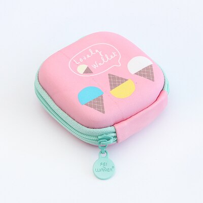 PURDORED 1 Pc Portable Mini Cartoon Earphone Organizer Bag Pouch Digital USB Cable Packing Bag Travel Accessorie Organizadores: pink ice cream