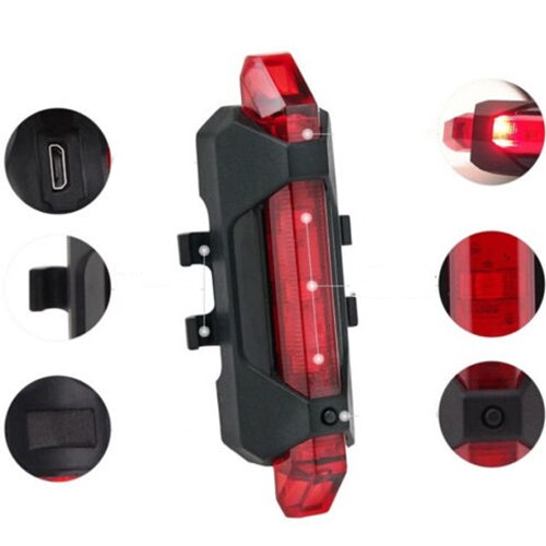 5 led fiets achterlicht fiets led achterlicht usb oplaadbaar fiets rood achterlicht led fiets veiligheidswaarschuwingslicht