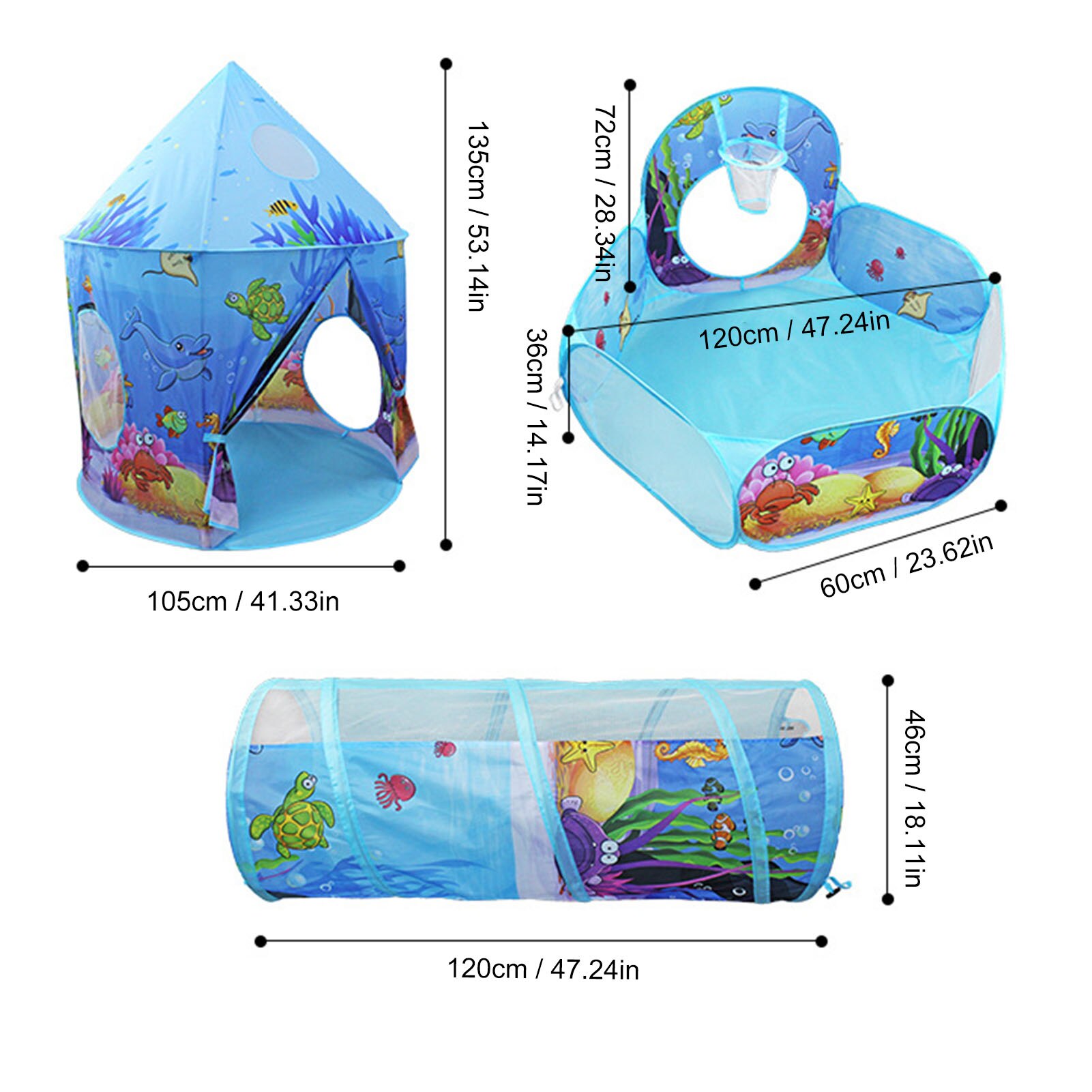 3 in 1 freundlicher Zelt Tragbare Ozean Spielhaus Baby Spielzeug Klapp Krabbeln Tunnel Spielhaus freundlicher Zelt Ozean Ball Schwimmbad Haus