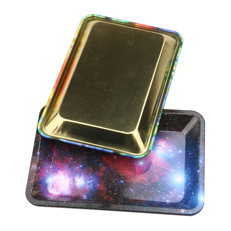 Duurzame Metalen Opbergvak Snack Gedroogd Fruit Organizer Dessert Voedsel Plaat Rechthoek Rolling Trays Decoratieve Schotel Lade