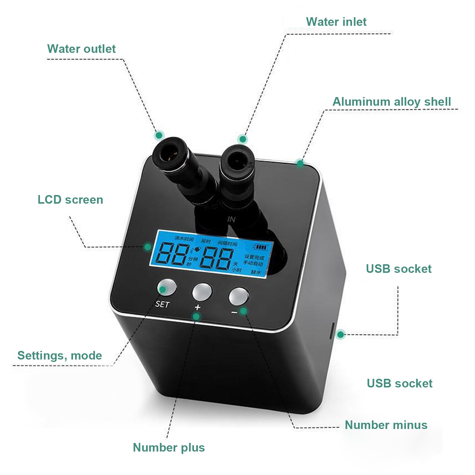 Reptile Humidifier, Rain Forest Eco-tank Spray Humidifier System Atomizer to Simulate Rainfall Automatic Watering Device