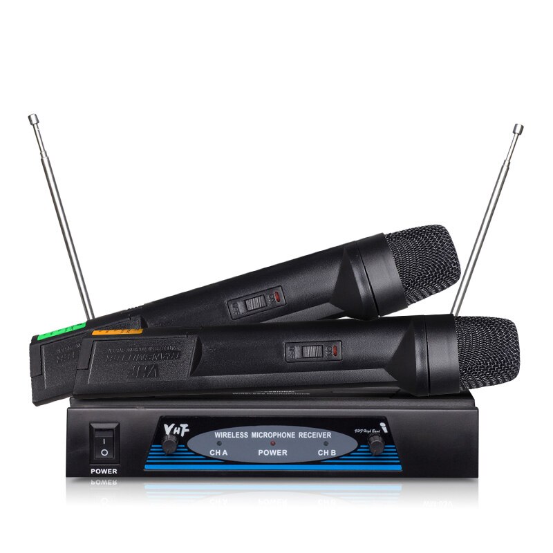 WM-03V VHF WIreless Microphone Systerm with 2 Handheld Mics Dual Channel Anti-interference for Church, Wedding, Meeting