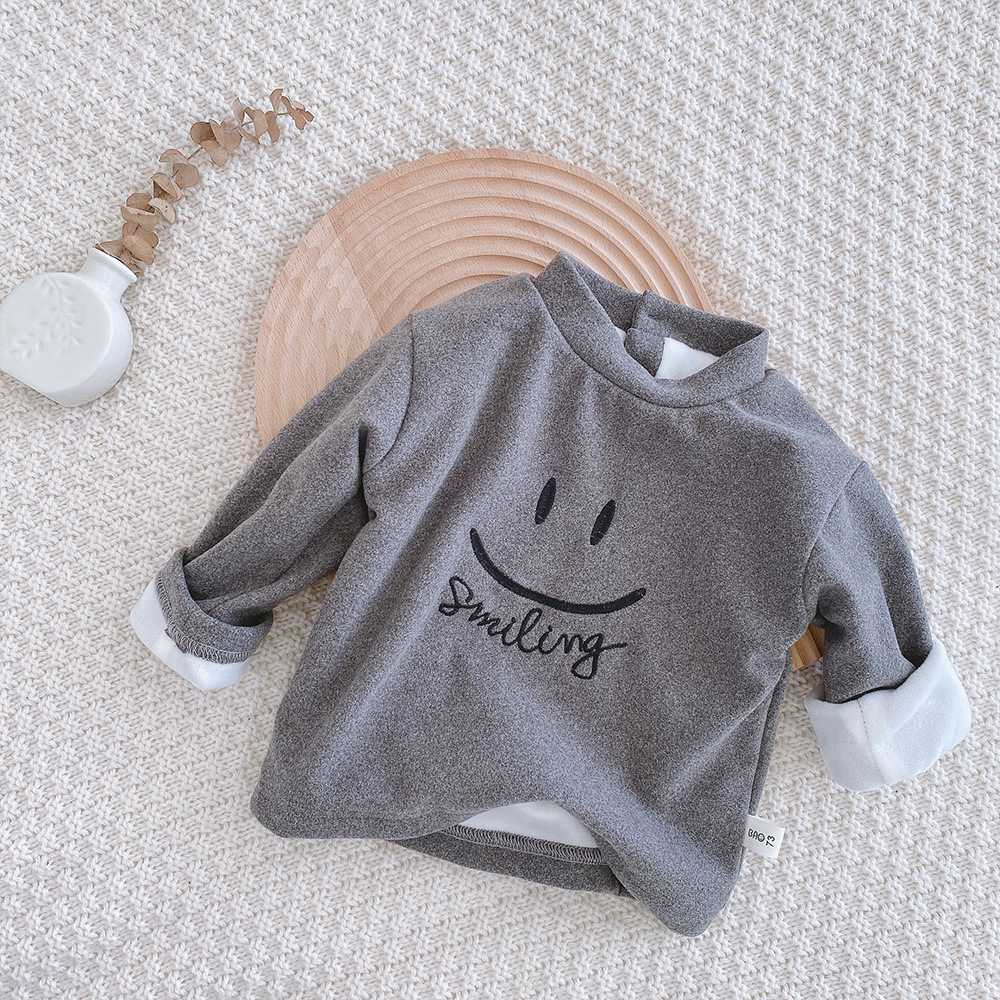 Warm Winter Meisjes T-shirt Tops Kinderen Kids Baby Zuigelingen Lange Mouw Fluwelen Glimlach T-shirts Basic Tee S11866