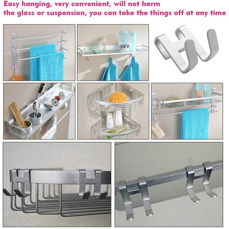 Ruimte Aluminium Douche Glazen Deur Haken H Vorm Opknoping Haak Badkamer Keuken Opbergrek Handdoek Servies Gratis Punch Hanger
