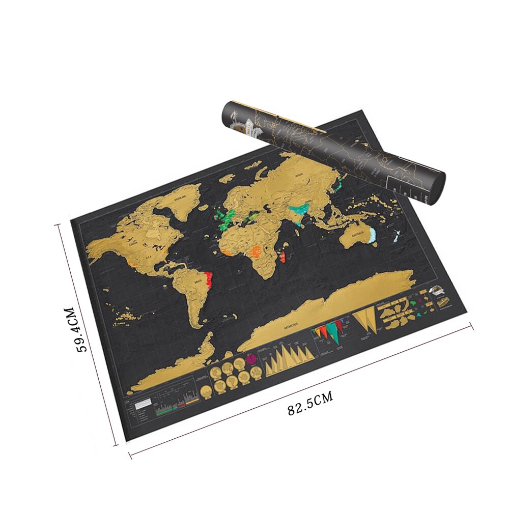 Deluxe Erase World Travel Map Scratch Off World Map Travel Scratch For Map 82.5x59.4cm Room Home Office Decoration Wall Stickers