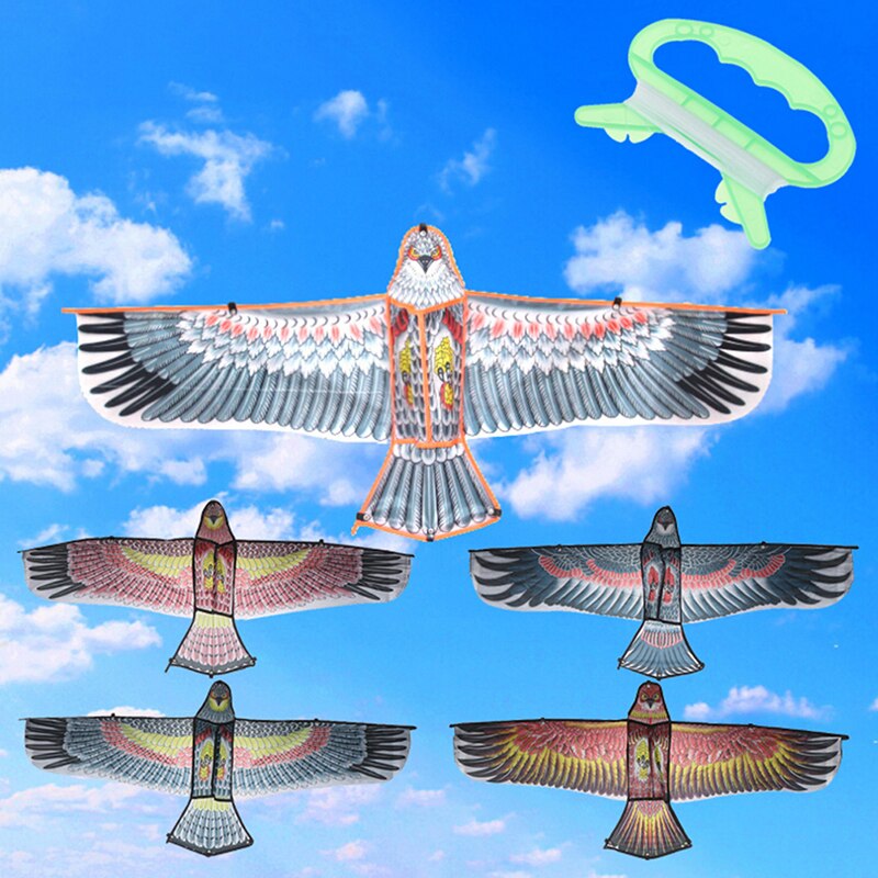 1.1M Flat Eagle Kite Met 30 Meter Kite Lijn Kinderen Vliegende Vogel Vliegers Windzak Outdoor Speelgoed Tuin Doek Speelgoed voor Kids