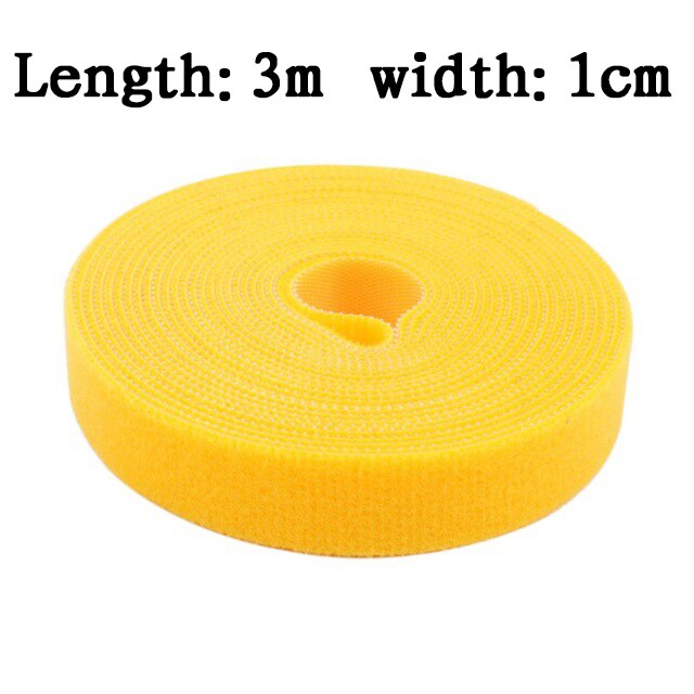 1Pc Plastic Nylon Kabelbinders Manager Winder Kabel Clip Ties Klittenband Lint Draad Strap Seals Office Desktop Management: Yellow 3mX1cm