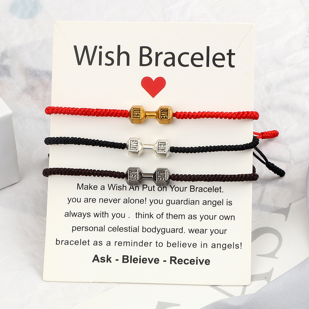 Bracciale intrecciato con ciondolo con manubri energetici Bracciale regolabile in corda di nylon fatto a mano da donna Preghiera Coppia Bracciale Gioielli Regalo Moda