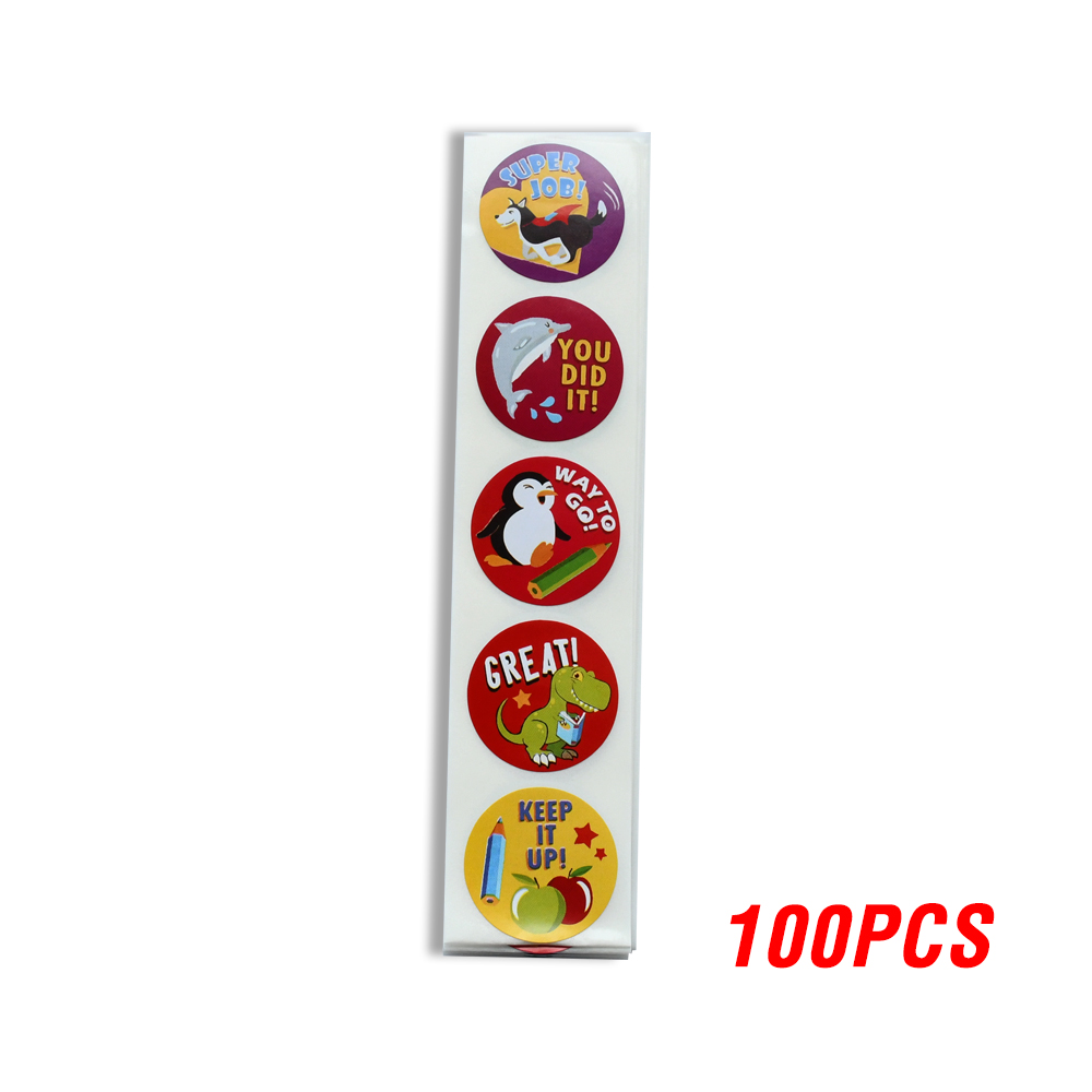 100-500pcs Spanish Reward Stickers Encouragement Sticker Roll For Kids Motivational Stickers With Cute Animals For Students: black