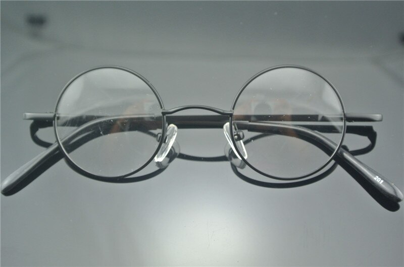 Vintage Small Round 38mm Spring Hinges John Lennon Metal Eyeglass Frames Full Rim myopia Rx able Glasses: BLACK