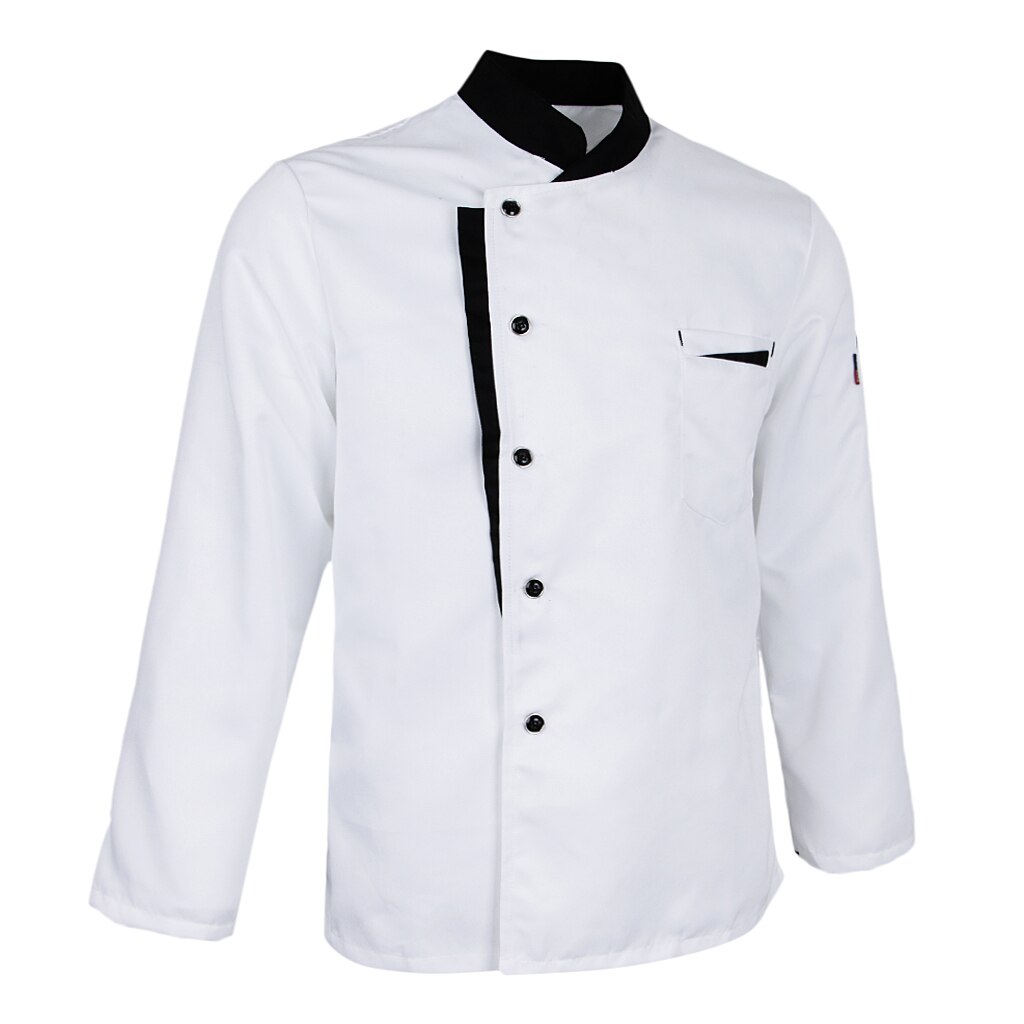 Långärmad kock jacka kappa hotell servitörer kök uniform toppar vit röd svart restaurang arbetskläder uniform: Vit l