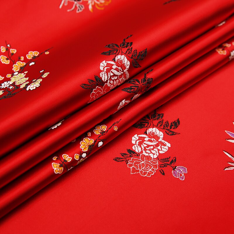 Tissu à fleurs de , brocart de soie, matériel de couture pour robes/vêtements, bricolage